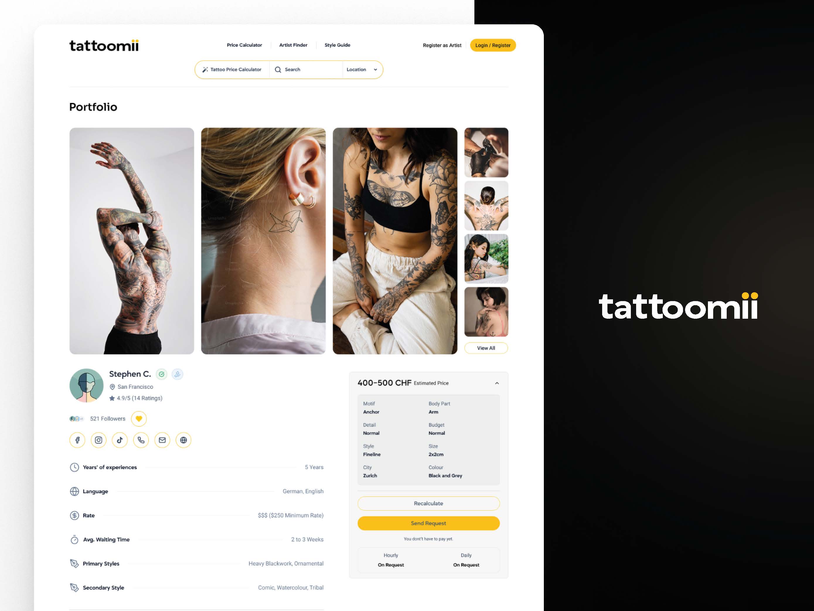 Tattoomii Platform Preview